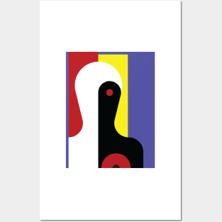 Modified Heinrich Hoerle Abstract Female Frontal Cubist Shapes Black White Red Yellow Blue Posters and Art